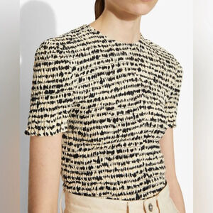 NWT Proenza Schouler White Label Inky Dot Smocked Short Sleeve Top Size Small